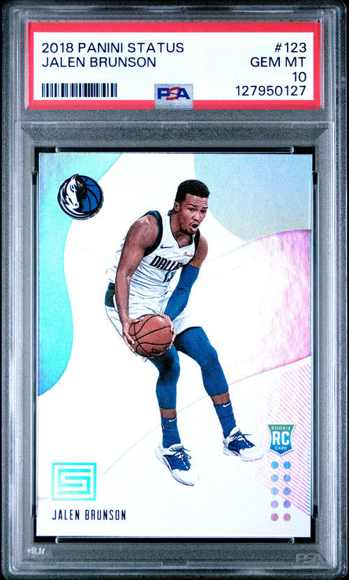 Jalen Brunson rookie PSA 10 2018 Panini Status #123 - front of slab