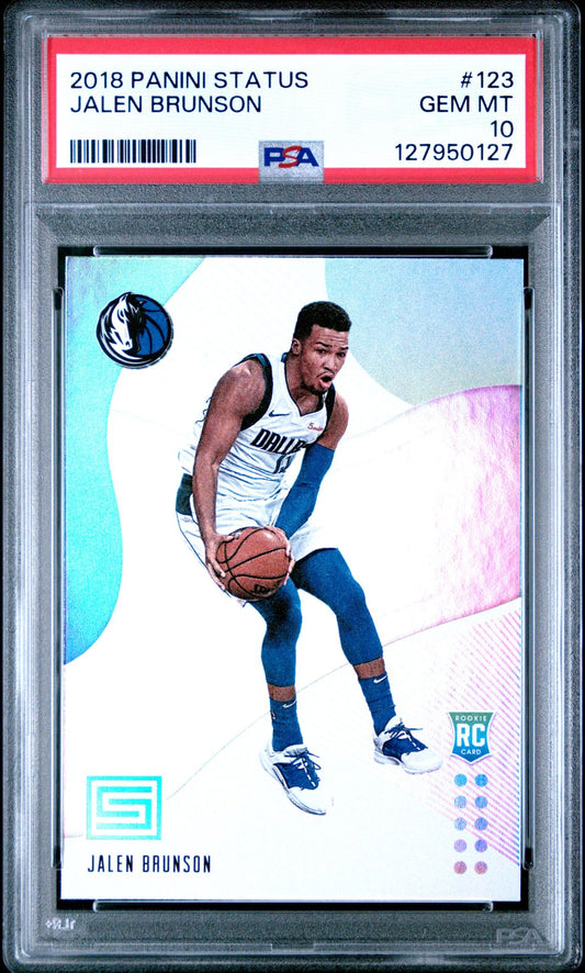 Jalen Brunson rookie PSA 10 2018 Panini Status #123 - front of slab