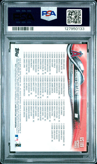 Shohei Ohtani PSA 8 2018 Topps Update - back of slab showing cert 127950133