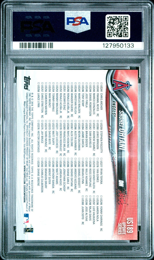 Shohei Ohtani PSA 8 2018 Topps Update - back of slab showing cert 127950133