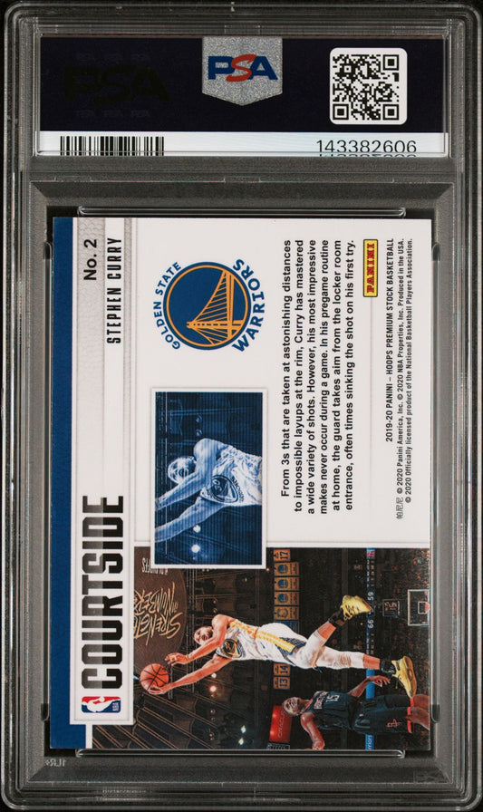 Stephen Curry PSA 8 2019 Panini Hoops Premium Stock Courtside #2 back