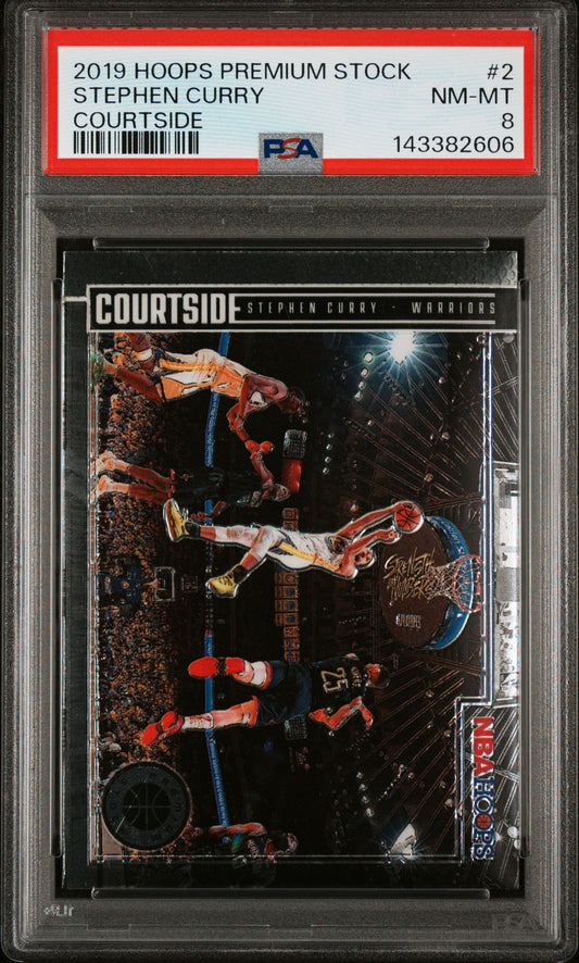 Stephen Curry PSA 8 2019 Panini Hoops Premium Stock Courtside #2 front
