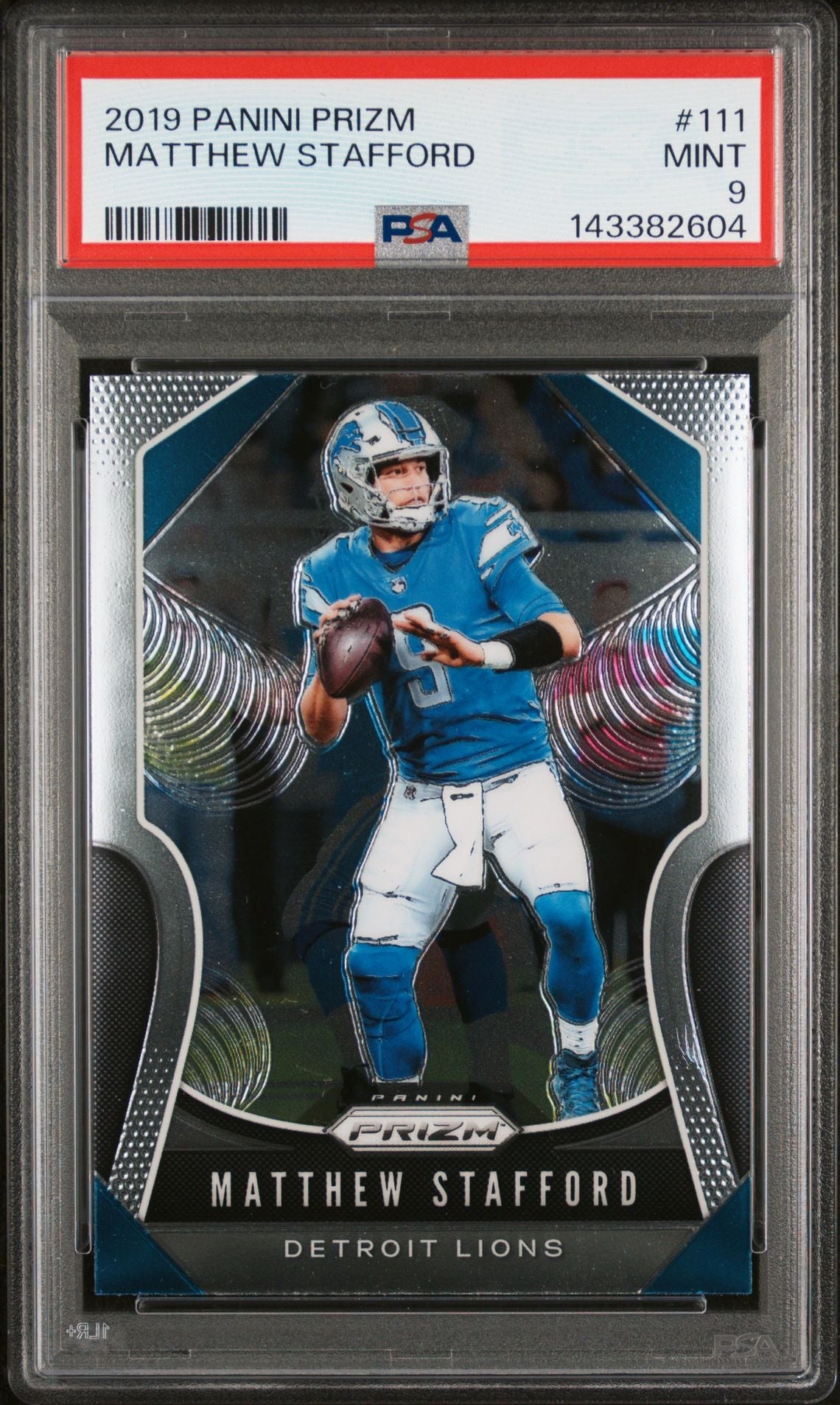 Matthew Stafford PSA 9 2019 Panini Prizm #111 front