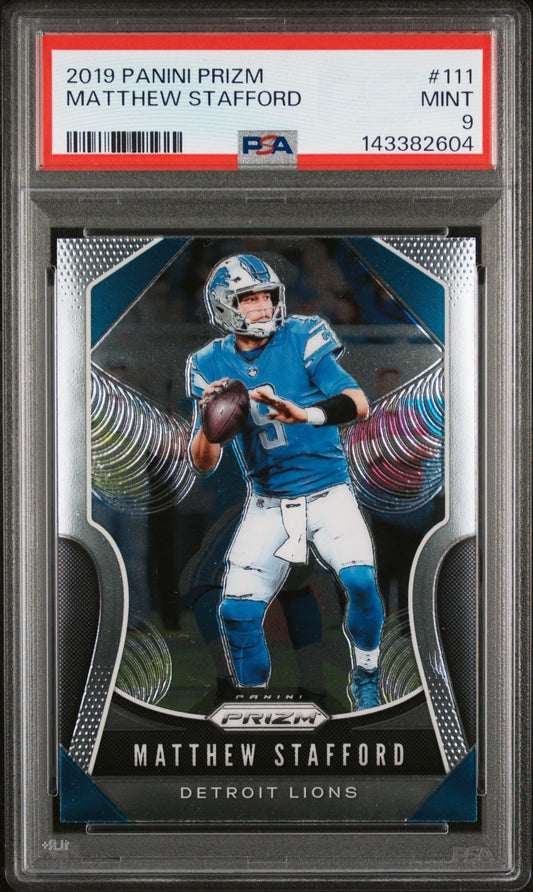 Matthew Stafford PSA 9 2019 Panini Prizm #111 front