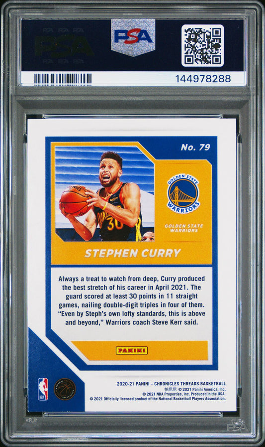 Stephen Curry PSA 9 2020 Panini Chronicles Bronze #79 back