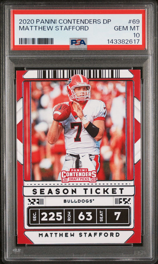 Matthew Stafford PSA 10 2020 Panini Contenders Draft Picks #69 front