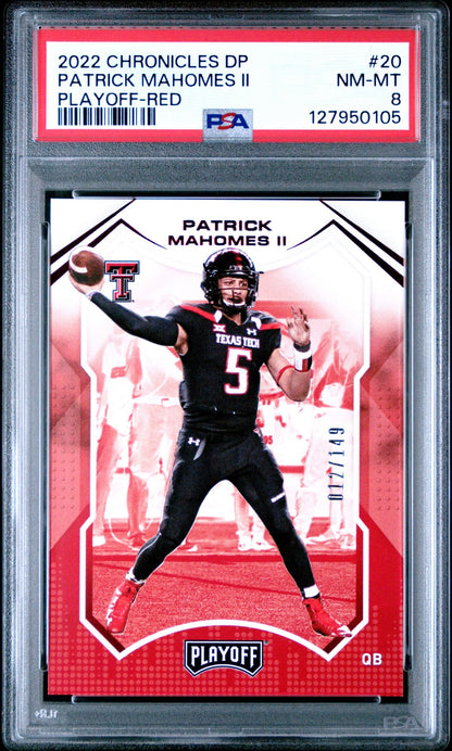 2022 Chronicles Playoff Red #20 Patrick Mahomes II PSA 8 - front of slab