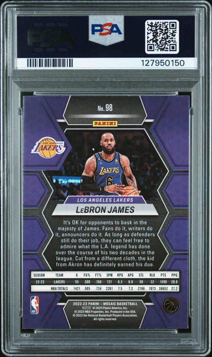 LeBron James PSA 6 2022 Panini Mosaic #98 back