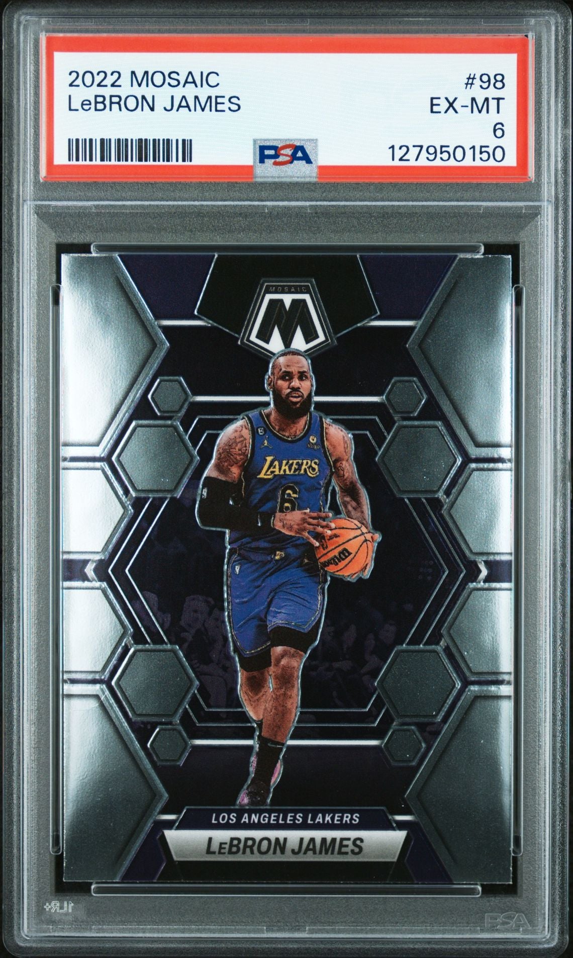 LeBron James PSA 6 2022 Panini Mosaic #98 front