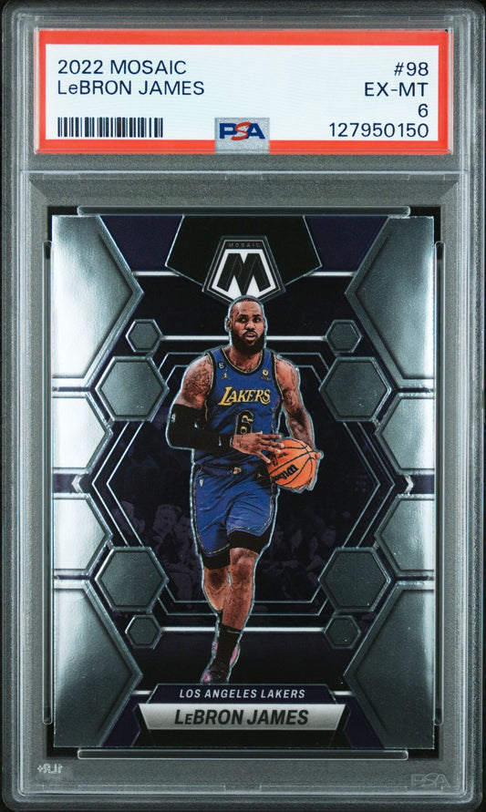 LeBron James PSA 6 2022 Panini Mosaic #98 front