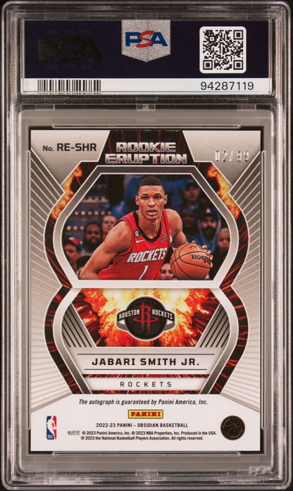 Jabari Smith Jr. Rookie Auto PSA 9 2022 Panini Obsidian Rookie Eruption Autographs #RESHR back