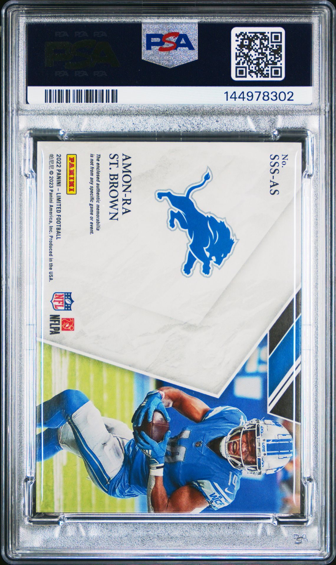 Amon-Ra St. Brown Relic PSA 6 2022 Panini Limited Stadium Star Swatch Ruby #SSSAS back