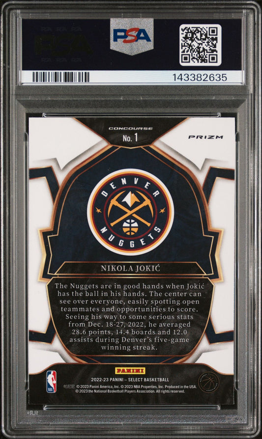 Nikola Jokic PSA 10 2022 Panini Select Silver #1 back