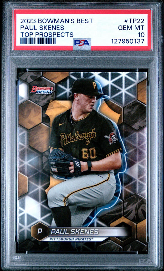 Paul Skenes PSA 10 2023 Bowman's Best Top Prospects #TP22 - front of slab