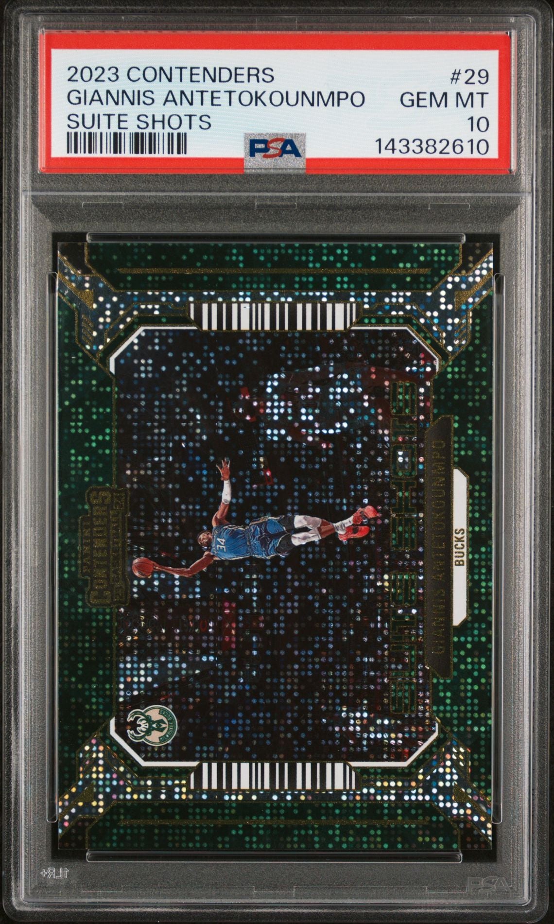 Giannis Antetokounmpo PSA 10 2023 Panini Contenders Suite Shots #29 front