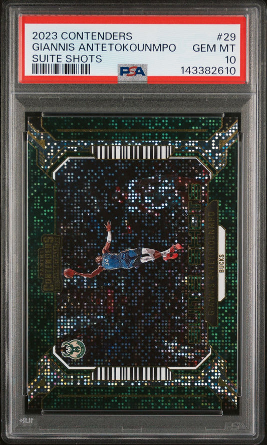 Giannis Antetokounmpo PSA 10 2023 Panini Contenders Suite Shots #29 front