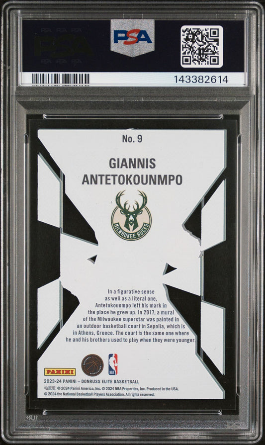 Giannis Antetokounmpo PSA 10 2023 Panini Donruss Elite Deck #9 back
