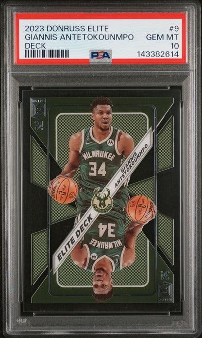Giannis Antetokounmpo PSA 10 2023 Panini Donruss Elite Deck #9 front
