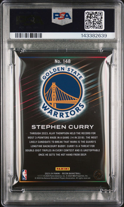 Stephen Curry PSA 8 2023 Panini Recon Blue #148 back
