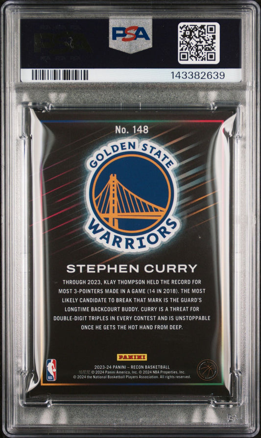 Stephen Curry PSA 8 2023 Panini Recon Blue #148 back