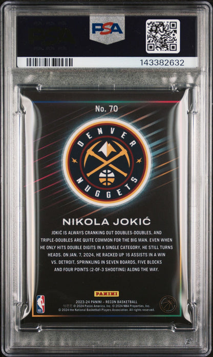 Nikola Jokic PSA 10 2023 Panini Recon Holo #70 back