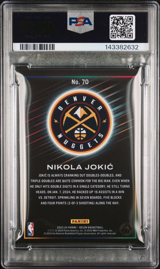 Nikola Jokic PSA 10 2023 Panini Recon Holo #70 back