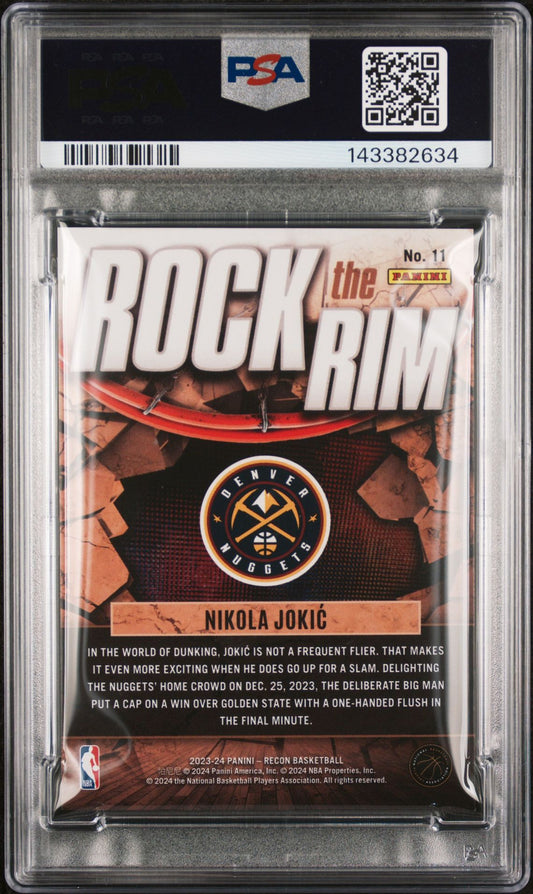 Nikola Jokic PSA 9 2023 Panini Recon Rock The Rim #11 back