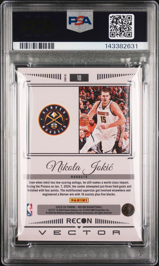 Nikola Jokic PSA 10 2023 Panini Recon Vector #10 back