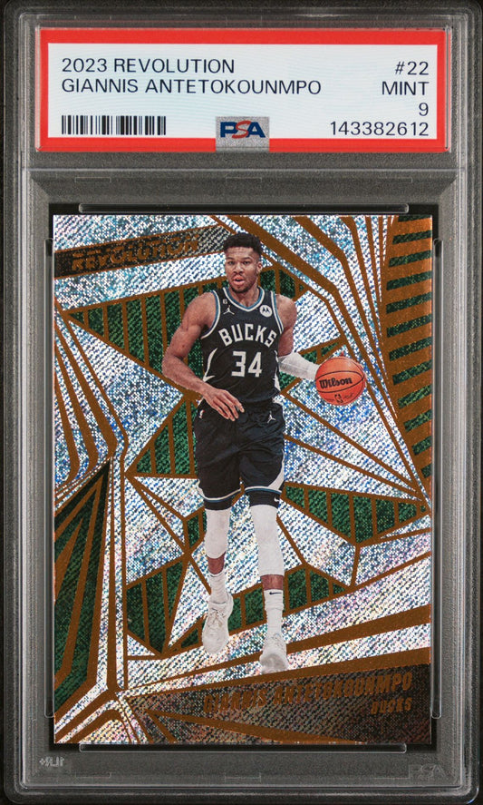 Giannis Antetokounmpo PSA 9 2023 Panini Revolution #22 front