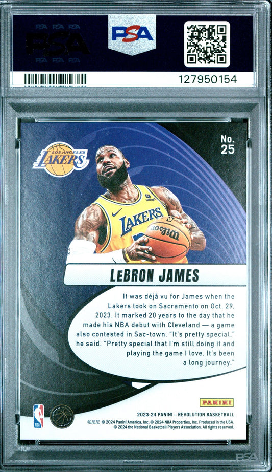 LeBron James PSA 9 2023 Panini Revolution Vortex #25 back