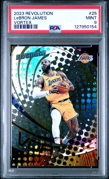 LeBron James PSA 9 2023 Panini Revolution Vortex #25 front
