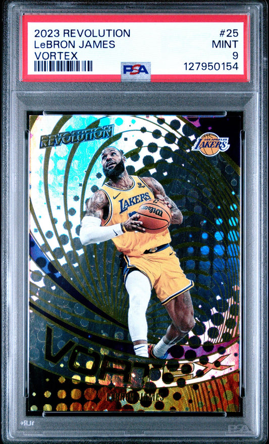LeBron James PSA 9 2023 Panini Revolution Vortex #25 front