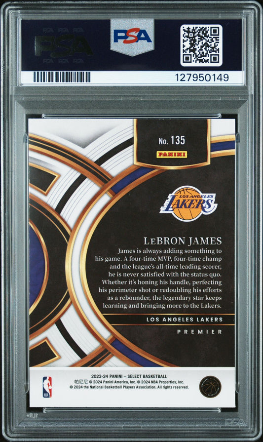LeBron James PSA 9 2023 Panini Select Blue #135 back
