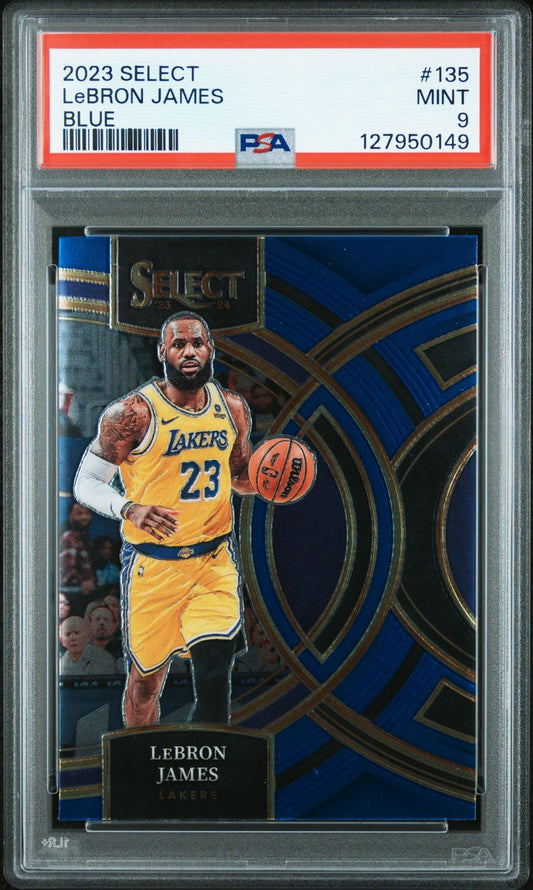 LeBron James PSA 9 2023 Panini Select Blue #135 front