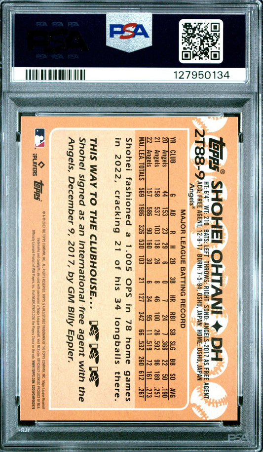 Shohei Ohtani PSA 10 2023 Topps 1988 - back of slab showing cert 127950134