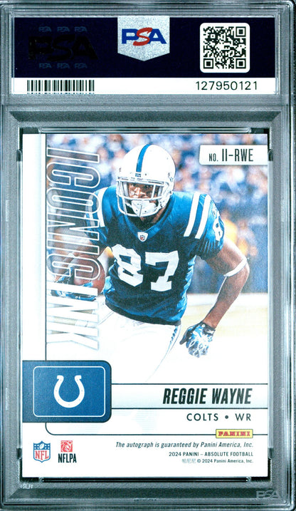 Reggie Wayne auto PSA 10 - back of slab showing cert 127950121