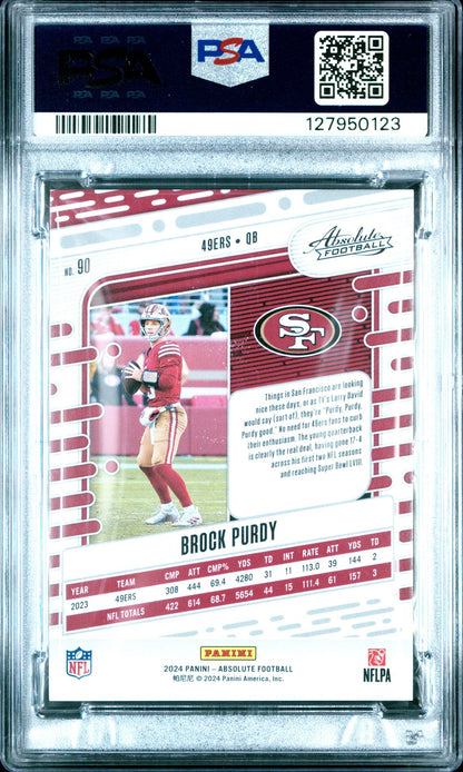 Brock Purdy PSA 10 2024 Absolute Spectrum - back of slab showing cert 127950123