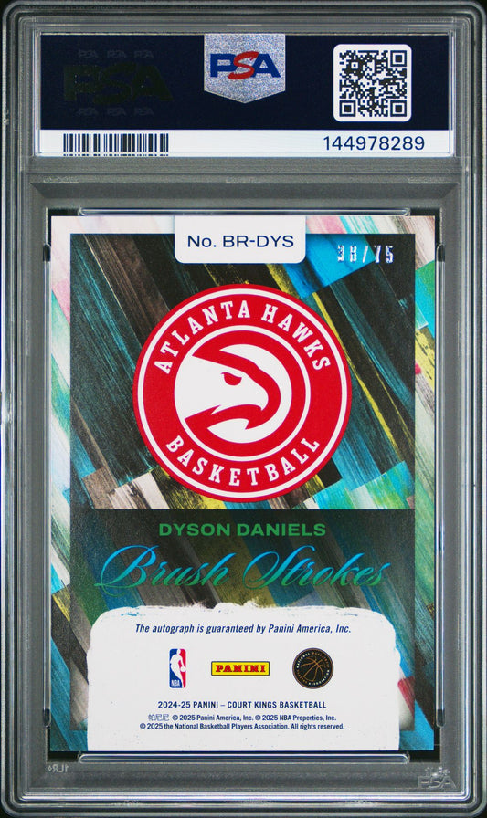 Dyson Daniels Autograph PSA 9 2024 Panini Court Kings Brush Strokes Ruby #BRDYS back