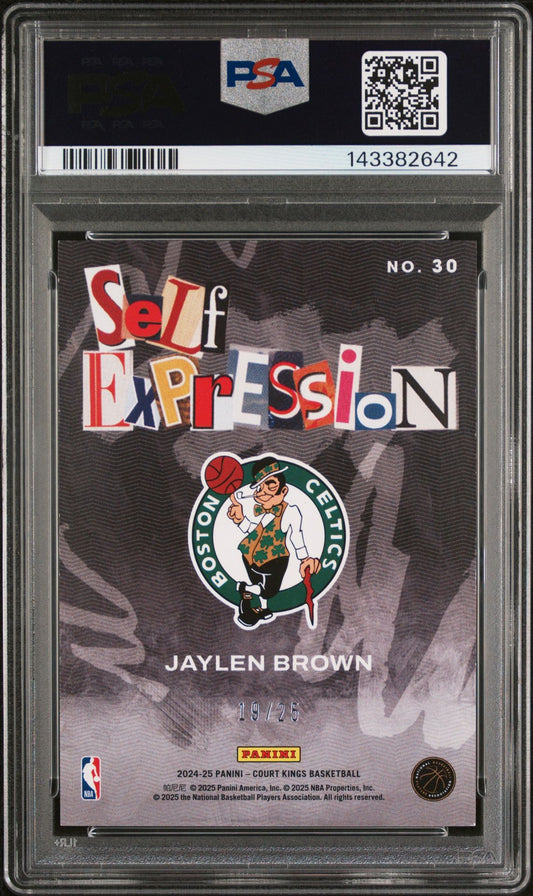 Jaylen Brown PSA 8 2024 Panini Court Kings Self Expression Sapphire #30 back