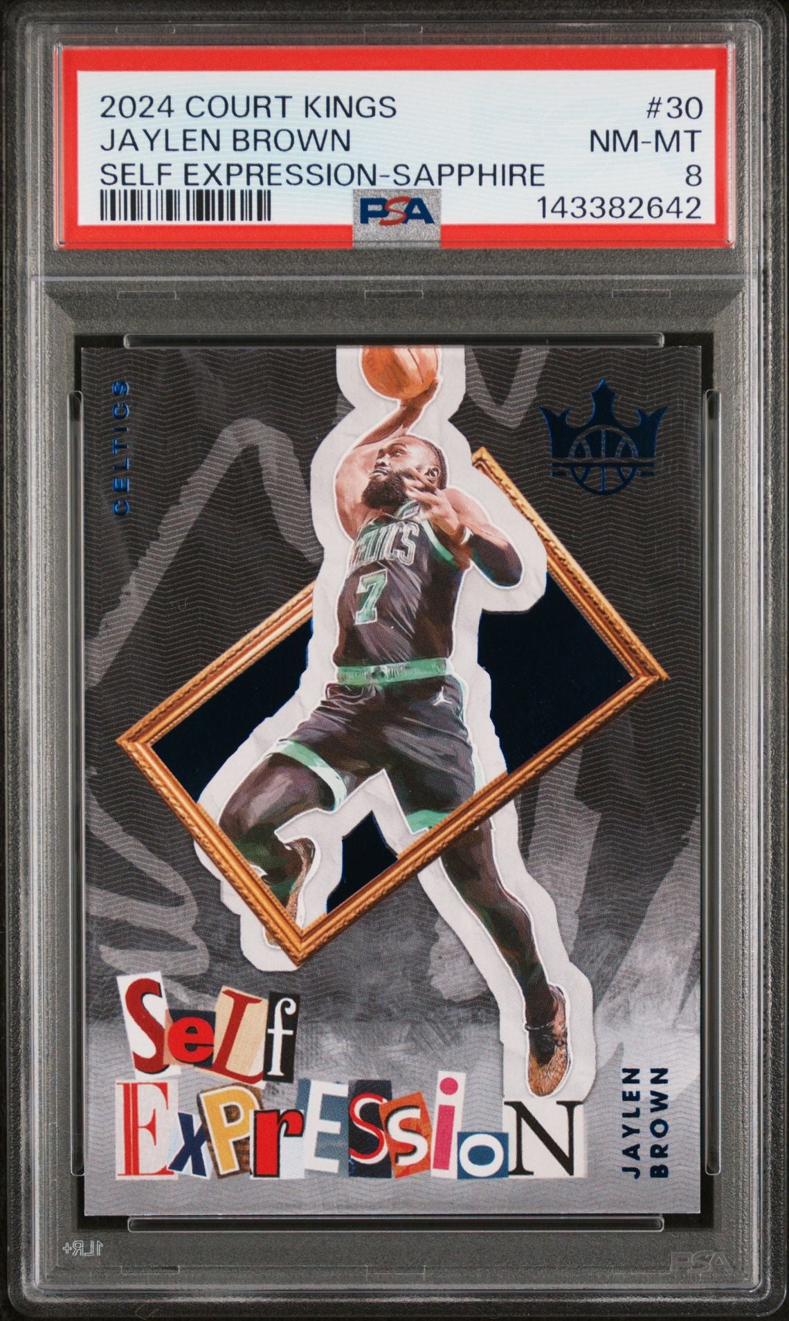 Jaylen Brown PSA 8 2024 Panini Court Kings Self Expression Sapphire #30 front