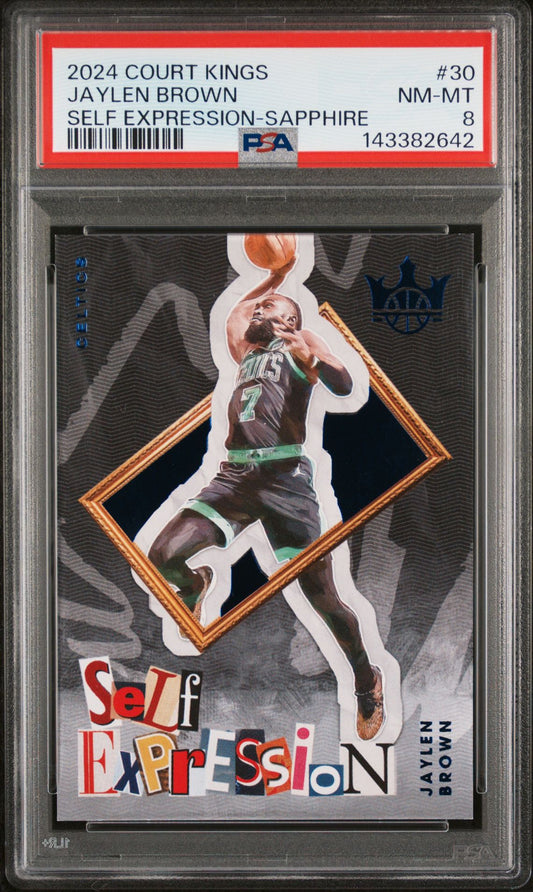 Jaylen Brown PSA 8 2024 Panini Court Kings Self Expression Sapphire #30 front