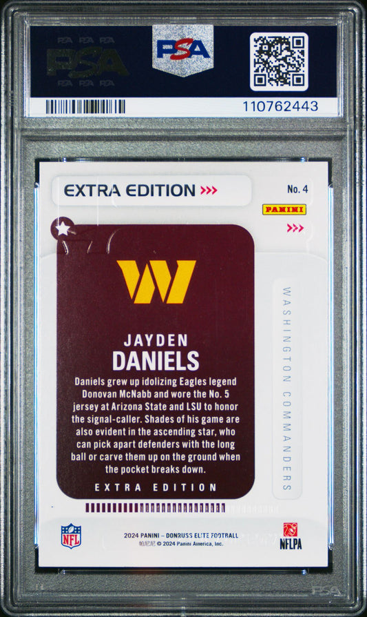 Jayden Daniels Rookie PSA 10 2024 Panini Donruss Elite Extra Edition #4 back