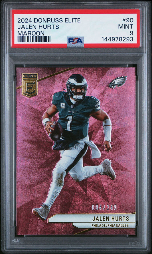 Jalen Hurts PSA 9 2024 Panini Donruss Elite Maroon #90 front