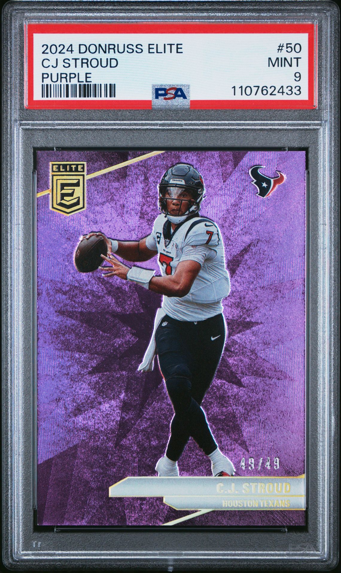 C.J. Stroud PSA 9 2024 Panini Donruss Elite Purple #50 /49 front