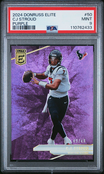 C.J. Stroud PSA 9 2024 Panini Donruss Elite Purple #50 /49 front