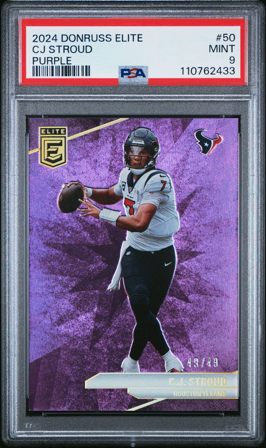 C.J. Stroud PSA 9 2024 Panini Donruss Elite Purple #50 /49 front