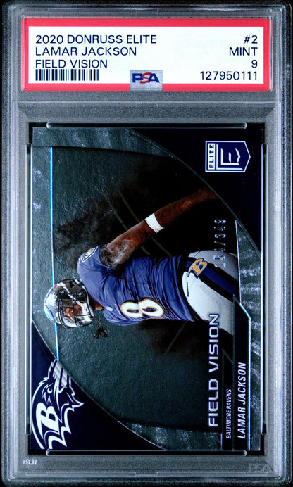 2024 Donruss Elite Field Vision #2 Lamar Jackson PSA 9 - front of slab