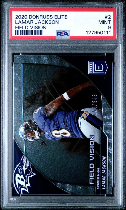 2024 Donruss Elite Field Vision #2 Lamar Jackson PSA 9 - front of slab