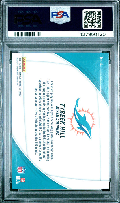2024 Donruss Elite Field Vision Purple #4 Tyreek Hill PSA 9 - back of slab showing cert 127950120