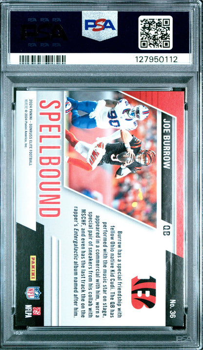 2024 Donruss Elite Spellbound #36 Joe Burrow PSA 9 - back of slab showing cert 127950112